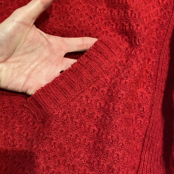 SPARROW S Red Cable Knit Wool Cape Sweater Knit Scarf Lagenlook Anthropologie - Picture 8 of 9